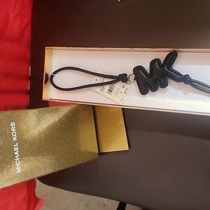 Michael Kors Bubble Black Leather Purse Charm NIB